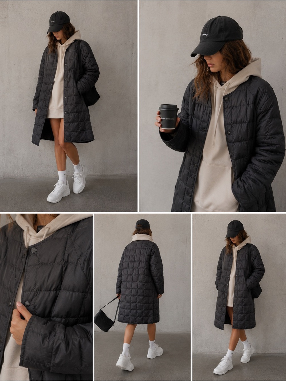 Theory Black Quilted Long Puffer Coat